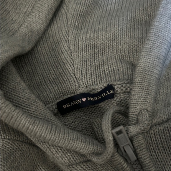 Brandy Melville Heather Gray Knit Hoodie - Picture 2 of 2